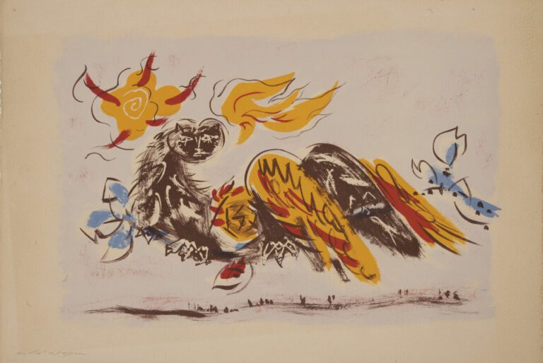 André MASSON (1896-1987) - Composition, - Lithographie en couleurs sur vélin, s…