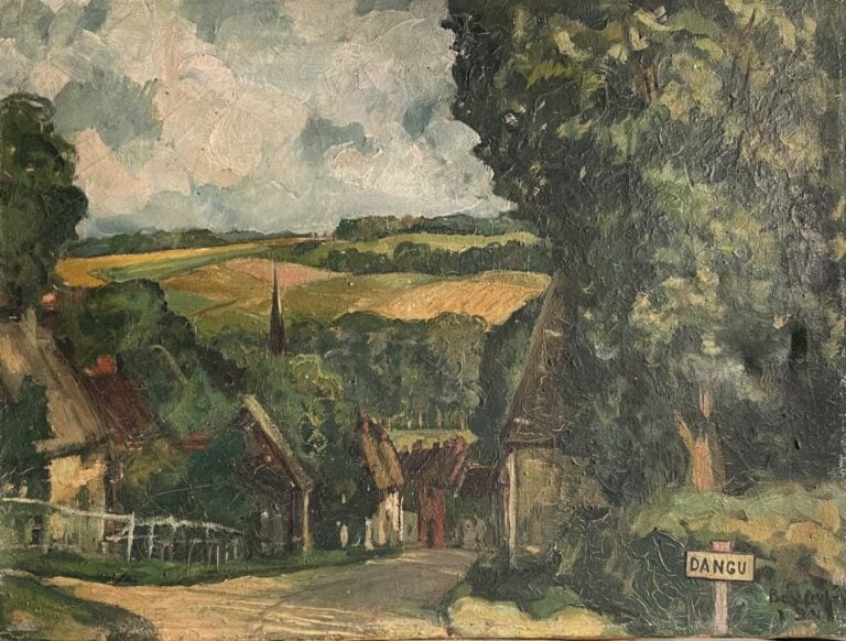 BASILEVSKY (1892-1979) - Vue de Dangu (Normandie), 1948 - Huile sur toile, sign…