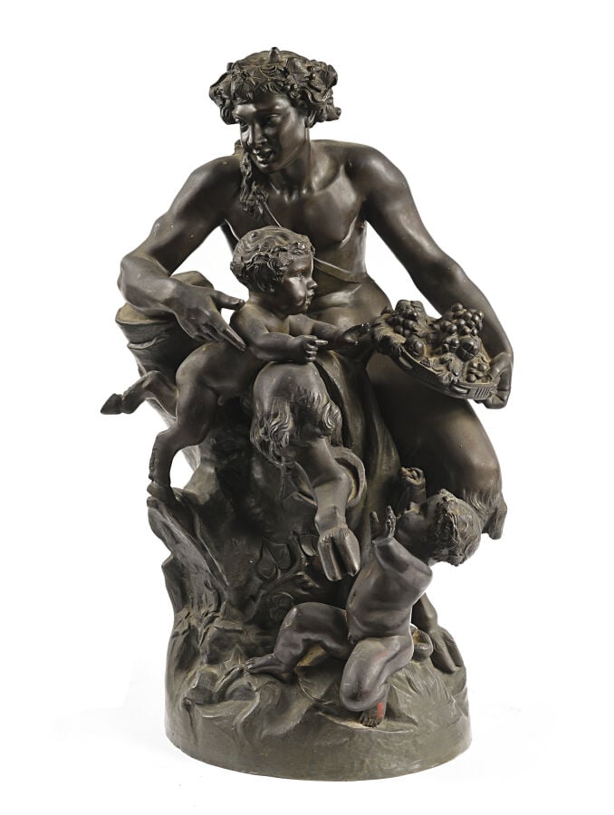 D'après CLODION. - Deux groupes formant pendants représentant un couple de faun…