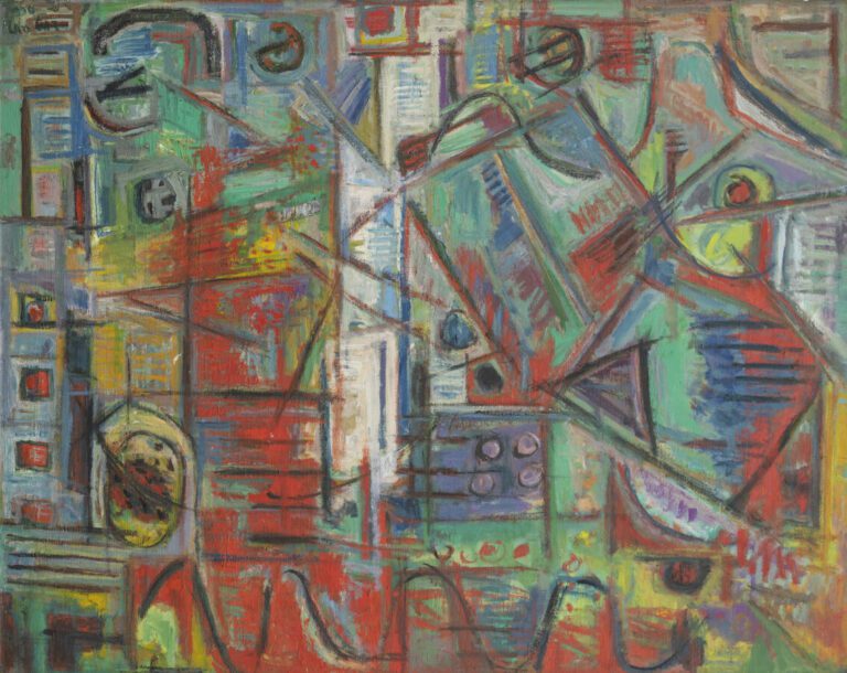 David LAN- BAR (1912-1987) - Composition, 1950 - Huile sur toile, signée et dat…