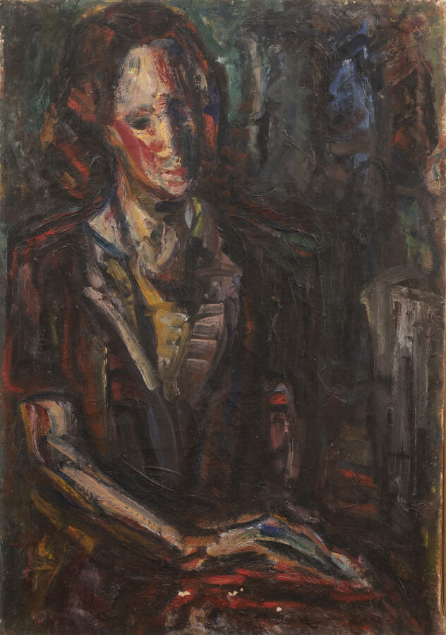 David LAN- BAR (1912-1987) - Femme assise, circa 1945/48 - Huile sur toile, pet…