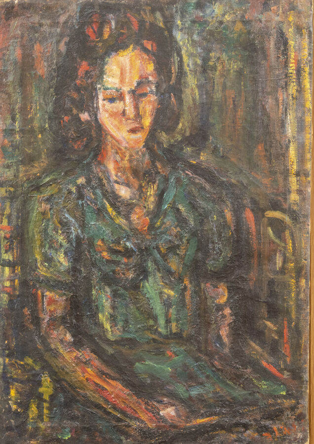 David LAN- BAR (1912-1987) - Femme assise, circa 1945/48 - Huile sur toile, tra…