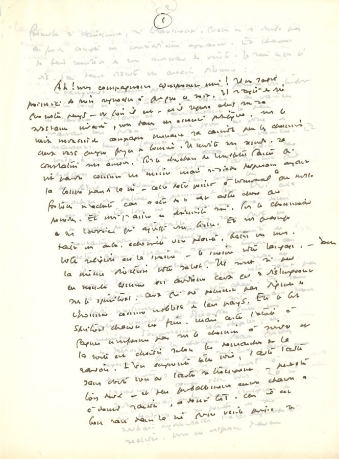 Ensemble de manuscrits autographes ; pages in-4, la plupart sur papier pelure a…
