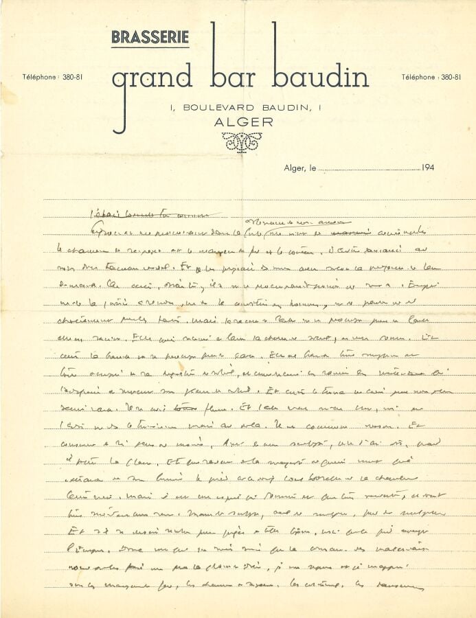 Ensemble de manuscrits autographes ; pages in-4, la plupart sur papier pelure a…
