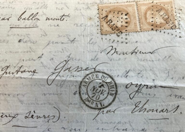 France - Rare ballon monté Armée du Rhin AR 13ème compagnie - expédié de Fonten…