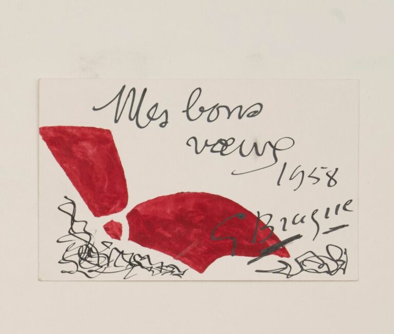 Georges BRAQUE (1882-1963) - Carte de voeux, 1958 - Gouache et encre sur papier…
