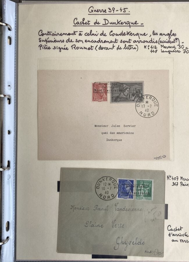 Guerres - Lot de diverses correspondances de guerre, dont lettres Coudekerque,…