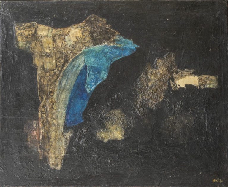 Hajimé KATO (1925-2000) - Composition 1959 - Huile sur toile, signée en bas à d…