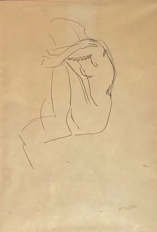 Henri EPSTEIN (1892-1944) - Nu - Dessin au crayon sur papier, cachet de la sign…