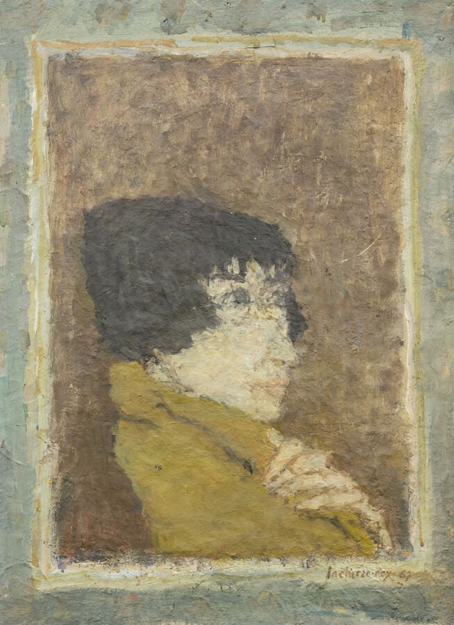Henri LACHIEZE-REY (1927-1974) - Portrait au châle, 1967 - Huile sur toile, sig…