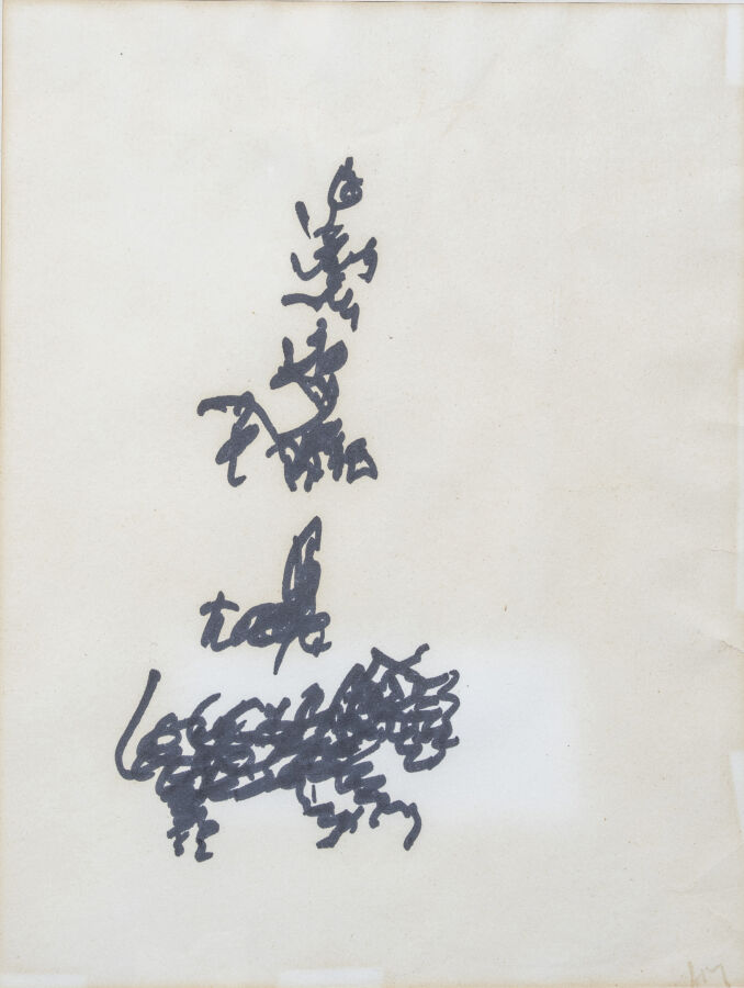 Henri MICHAUX (1899-1984) - Alphabet (?) - Feutre sur papier, monogrammé en bas…