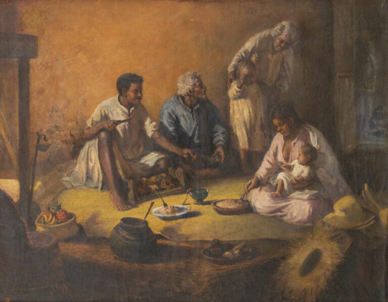 Henri RATOVA (1881-1929) - Le repas, 1927 - Huile sur toile, signée, datée et s…