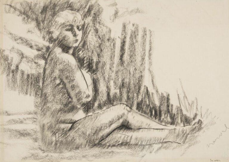 Jacqueline MARVAL (1866-1932) Nu - Fusain sur papier, signé au crayon et numéro…