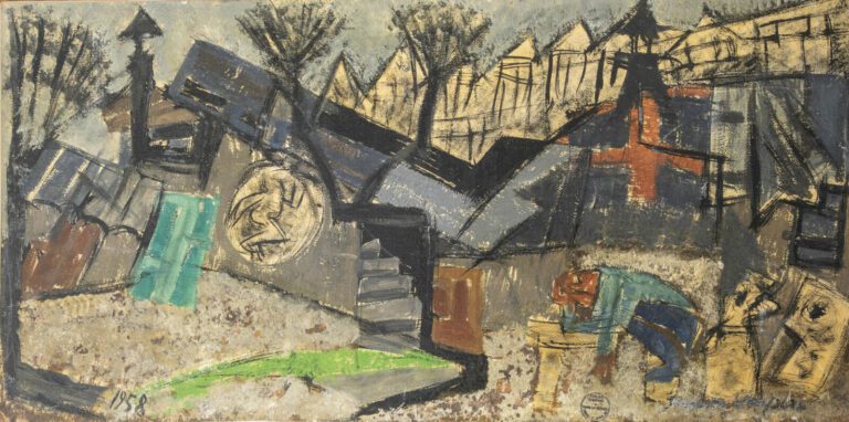 Jacques CHAPIRO (1887/97-1972) - Personnage dans un paysage 1958 - Huile sur ca…