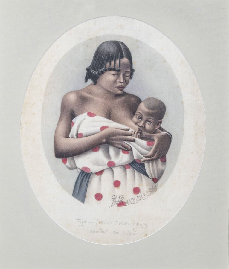 James RAINIMAHAROSOA (1860-1926) - Femme Zaramanampy allaitant son enfant - Aqu…