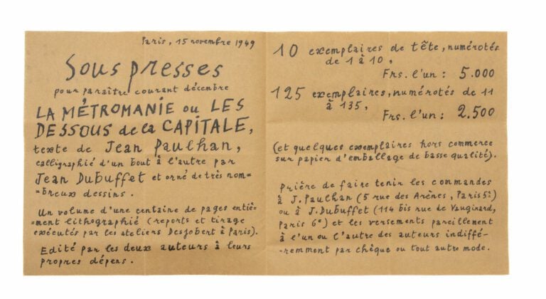 Jean DUBUFFET (1901-1985) - La métromanie où les dessous de la capitale par Jea…