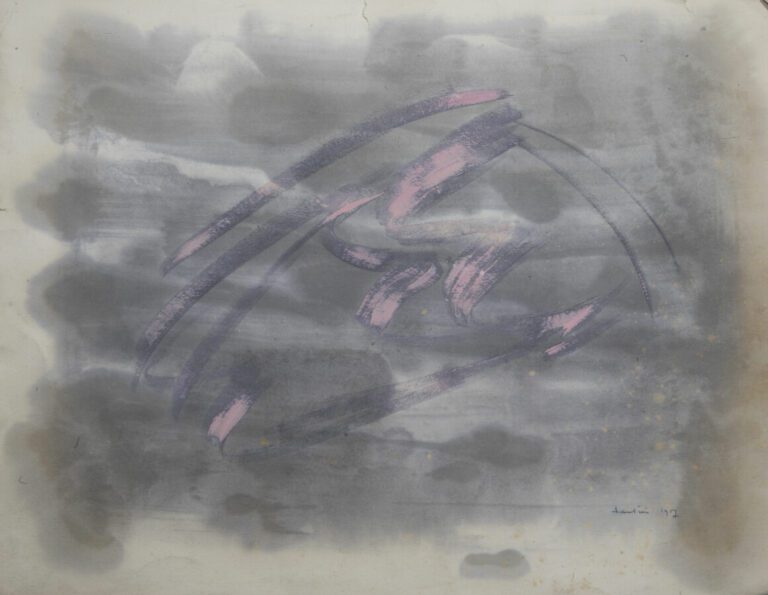 Jean FAUTRIER (1898-1964) - Abstraction rose et grise, 1957 - Lithographie en c…