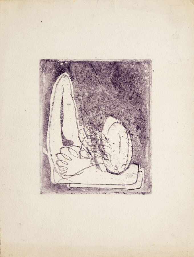 Jean FAUTRIER (1898-1964) (attribué à) Composition en violet - Eau-forte et aqu…
