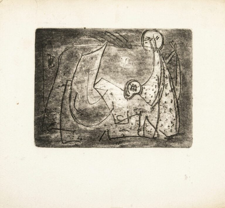 Jean FAUTRIER (1898-1964) ((attribué à)) Personnage assis - Eau-forte et aquati…