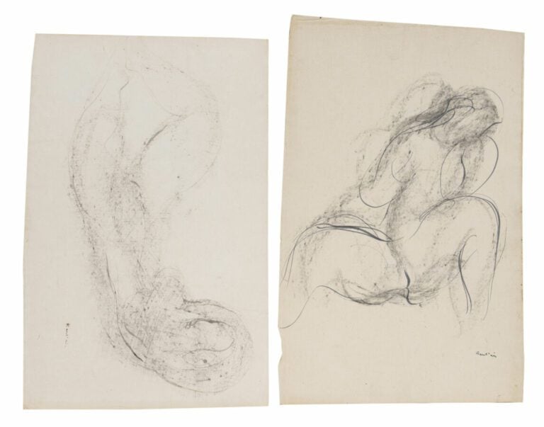 Jean FAUTRIER - Nu couché : Lespugue - Encre sur papier chine appliqué sur véli…