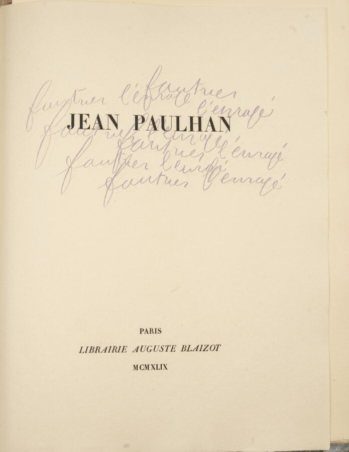 Jean PAULHAN (1884-1968) - Jean FAUTRIER (1898-1964) - Fautrier l'enragé, Blaiz…