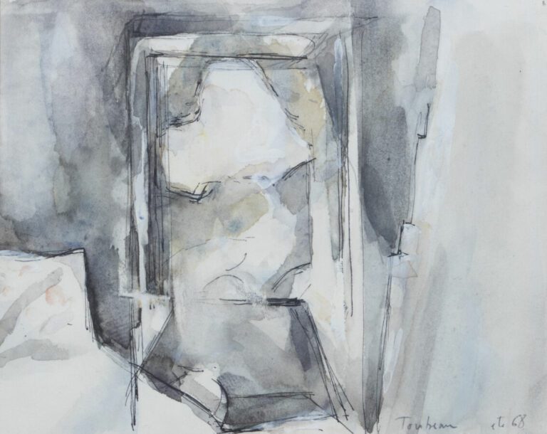 Jean TOUBAUX (1945-) - Fenêtre ouverte, 1968 - Aquarelle et gouache sur papier,…