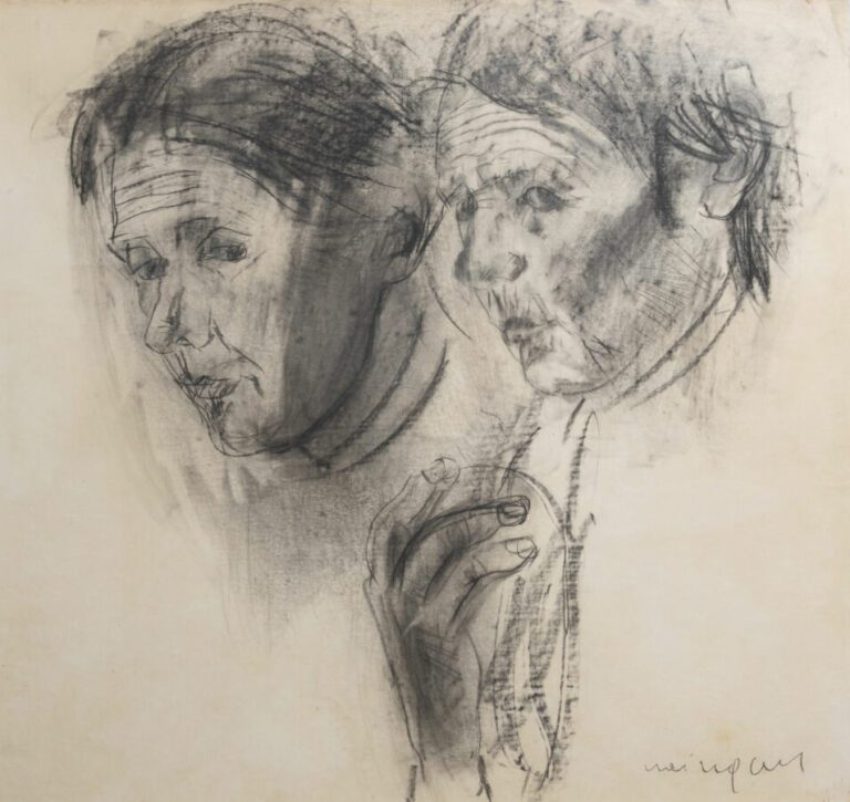 Joachim WEINGART (1895-1942/45) - Visages de femmes - Fusain sur papier, signé…
