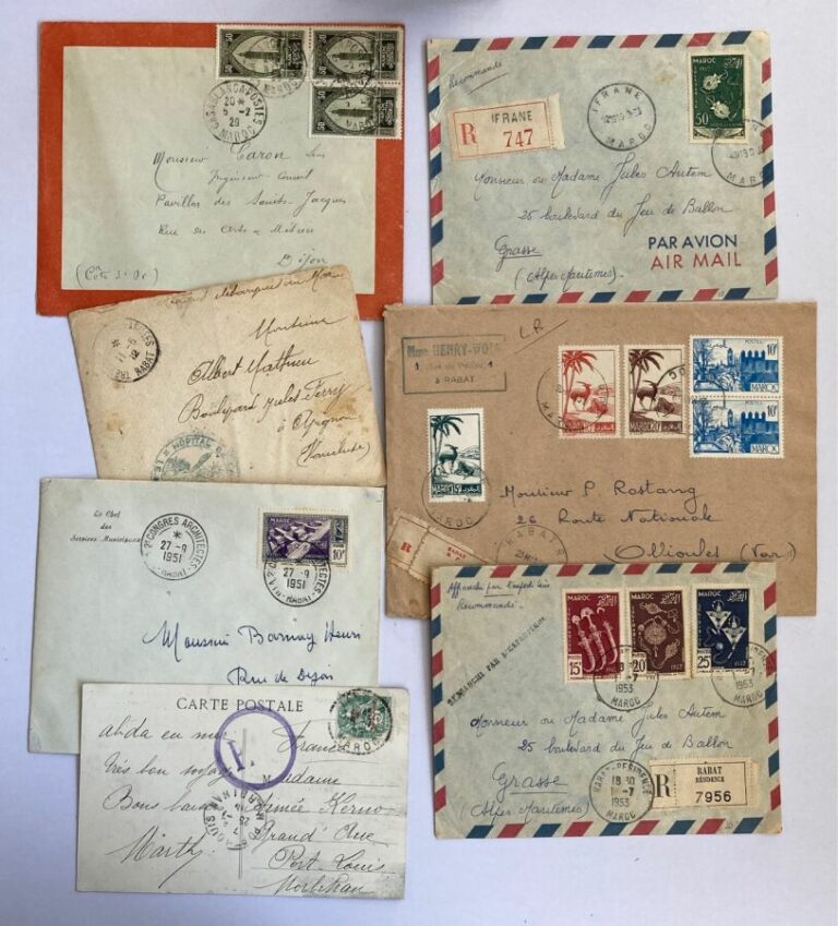 Maroc - Un lot de 25 lettres coloniales dont deux postes chérifiennes de Fez
