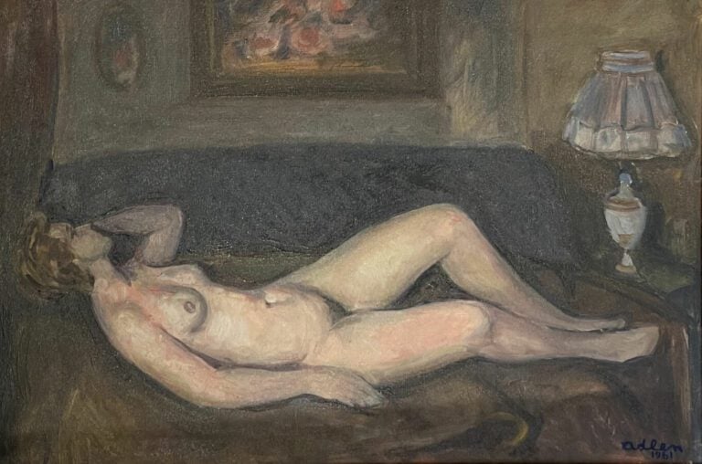 Michel ADLEN (1898-1980) - Nu allongé, 1961 - Huile sur toile, signée et datée…