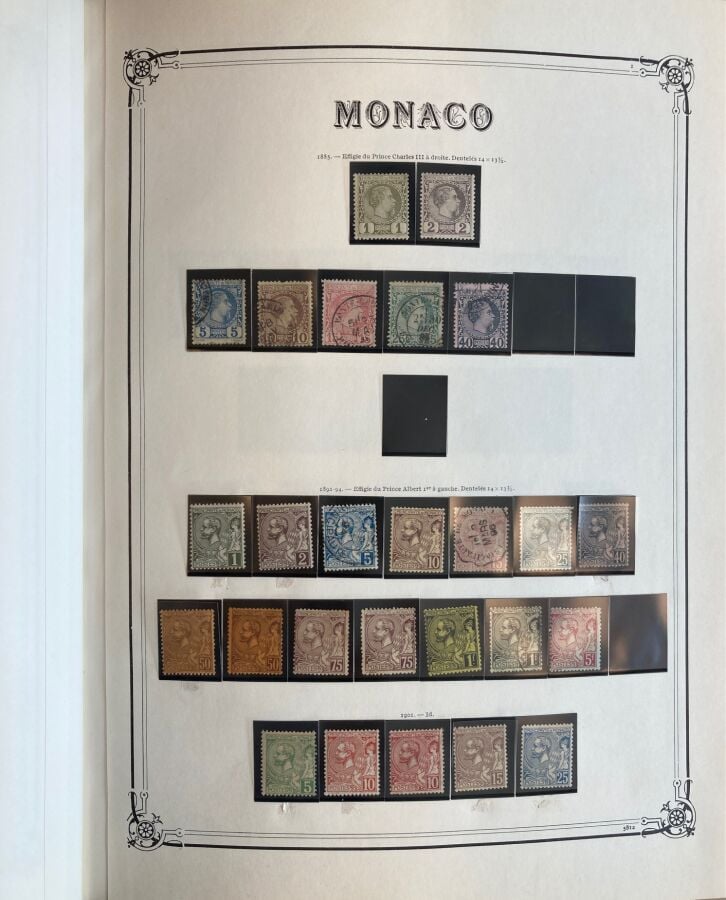 Monaco - Dans 2 albums Yvert & Tellier Bel ensemble très avancé des origines à…
