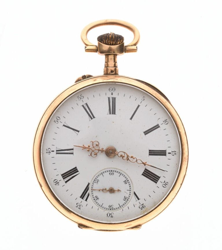 Montre de gousset or jaune 18 carats 750 0/00 de fabrication française. Poinçon…