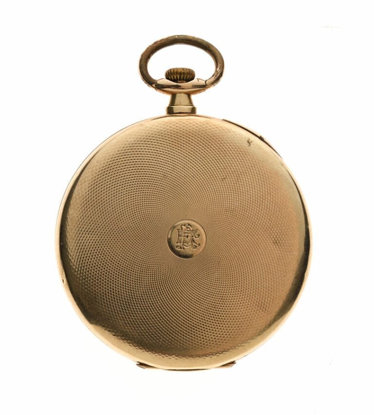Montre de poche chronomètre d'auguillauché et monogrammé au dos EA? en or jaune…