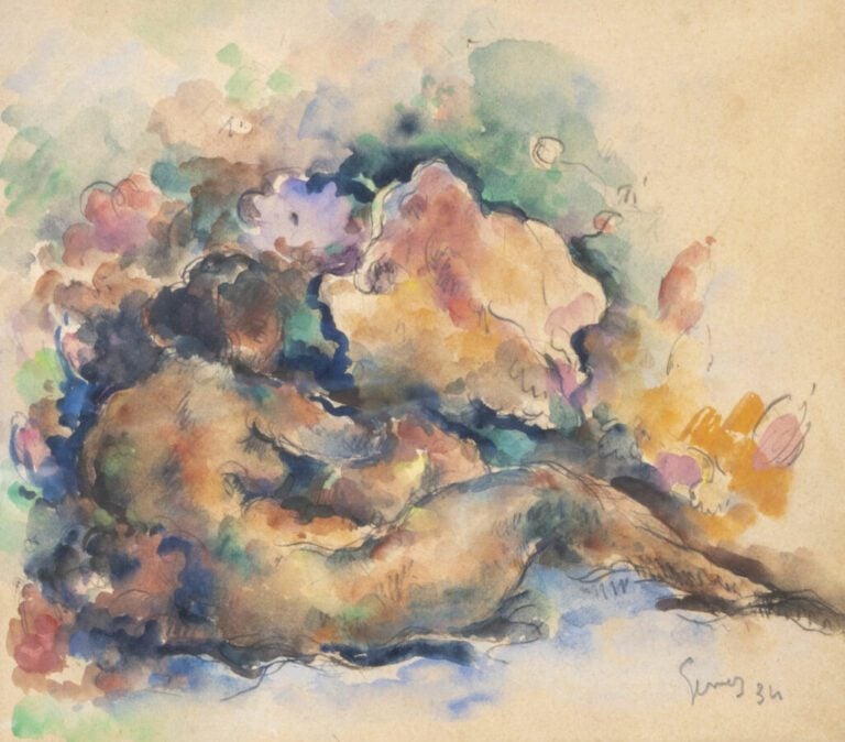 Paul Elie GERNEZ (1888-1948) Nu,1934 - Aquarelle sur papier, signée et datée en…