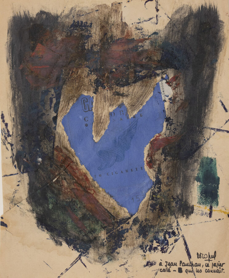Robert DROGUET (1929-2005) - Composition - Gouache et collage sur papier, signé…
