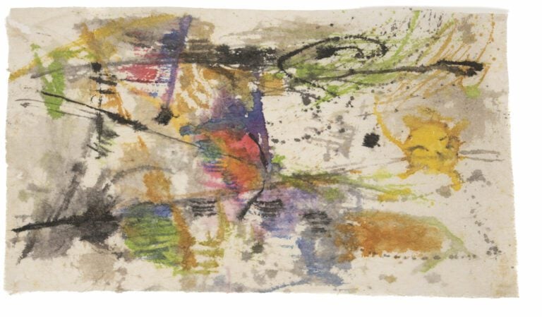 Suzanne MARTIN (1926-) Composition - Technique mixte sur papier, signée, déchir…