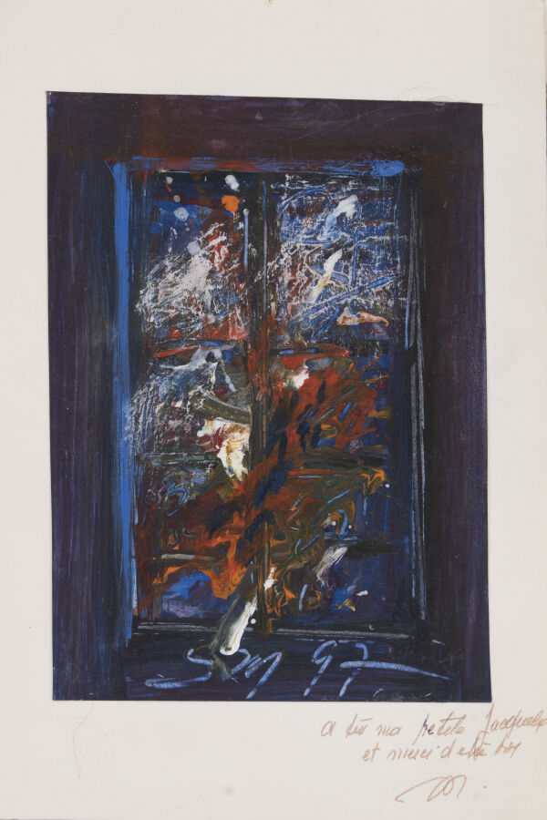 Suzanne MARTIN (1926-) Fenêtre, 1997 - Gouache sur papier, monogrammée et datée…