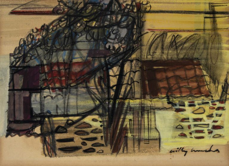 Willy MUCHA (1905-1995) - Collioure - Technique mixte sur papier, signée en bas…