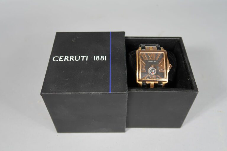 CERRUTI - Montre bracelet d'homme 1881, boitier en acier doré, cadran à fond no…