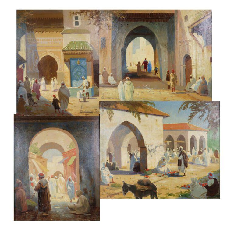 Charles LIEBERT (XIX-XXe siècles) - Rabat, Fès (x2), Biskra - Suite de quatre h…