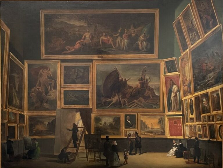 Charles MAILLOT (né à Paris en 1819) - Vue du Salon Carré au Louvre - Toile - H…