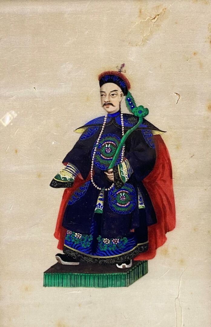 Chine, Canton - Ensemble de quatre gouaches sur papier de riz représentant des…