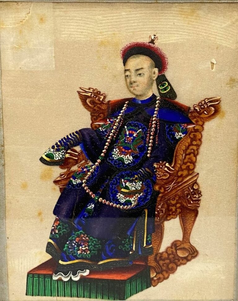 Chine, Canton - Ensemble de quatre gouaches sur papier de riz représentant des…