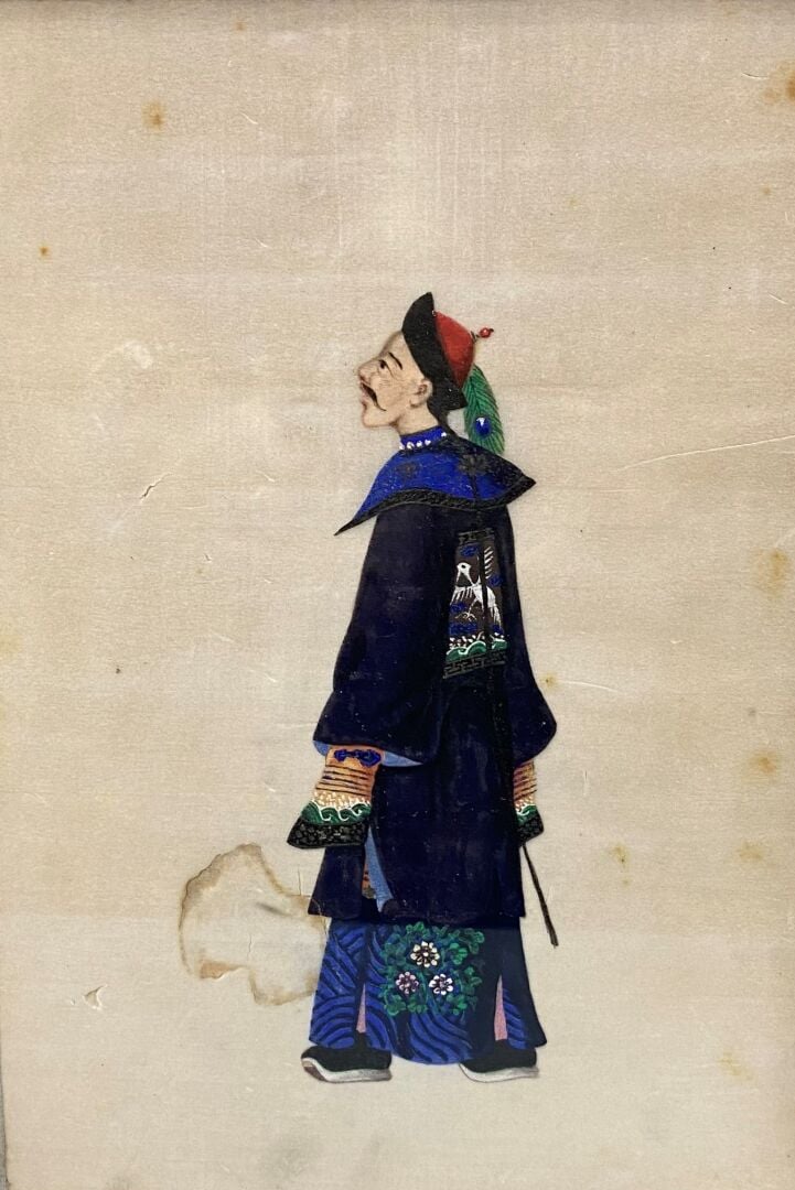 Chine, Canton - Ensemble de six gouaches sur papier représentant des hommes en…