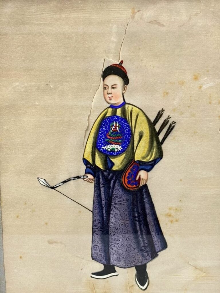 Chine, Canton - Ensemble de six gouaches sur papier représentant des hommes en…