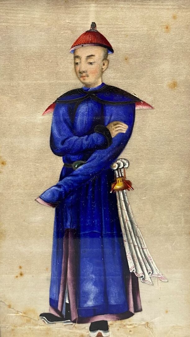 Chine, Canton - Ensemble de six gouaches sur papier représentant des hommes en…