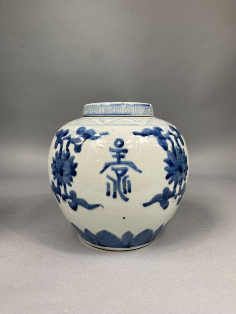 Chine, fin XIXe - début XXe siècle - Paire de pot à gingembre en porcelaine ble…