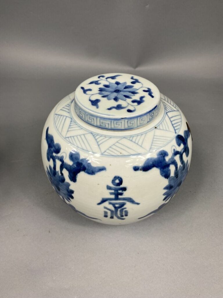 Chine, fin XIXe - début XXe siècle - Paire de pot à gingembre en porcelaine ble…