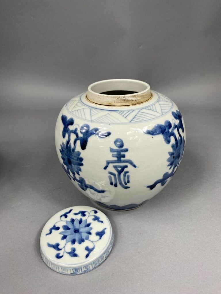 Chine, fin XIXe - début XXe siècle - Paire de pot à gingembre en porcelaine ble…