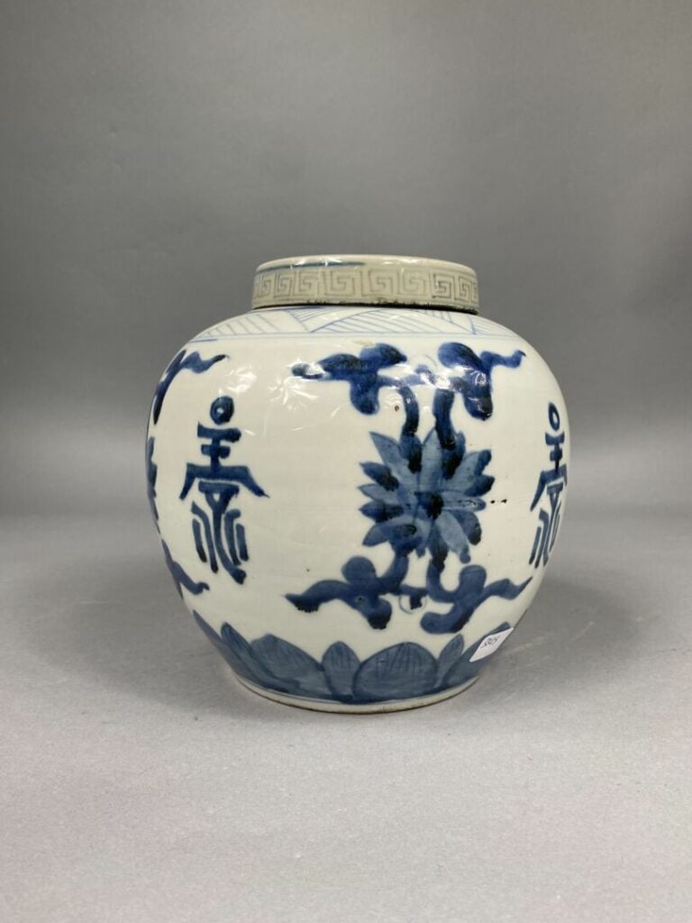 Chine, fin XIXe - début XXe siècle - Paire de pot à gingembre en porcelaine ble…