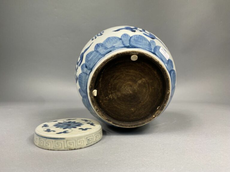 Chine, fin XIXe - début XXe siècle - Paire de pot à gingembre en porcelaine ble…
